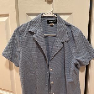 VINTAGE Briggs Blue and White Gingham Short Button Up